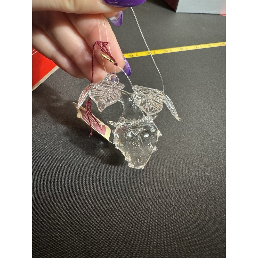 Vintage Silvestri Crystal Christmas Ornament Rare Clear Berry W Box Hand Spun